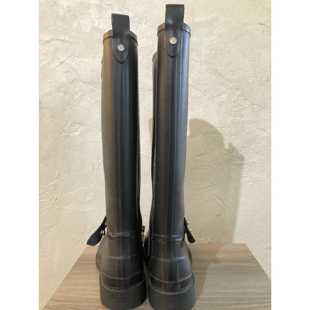 Rag and Bone Moto Tall Rain Boots Black Womens Size 38 Rubber